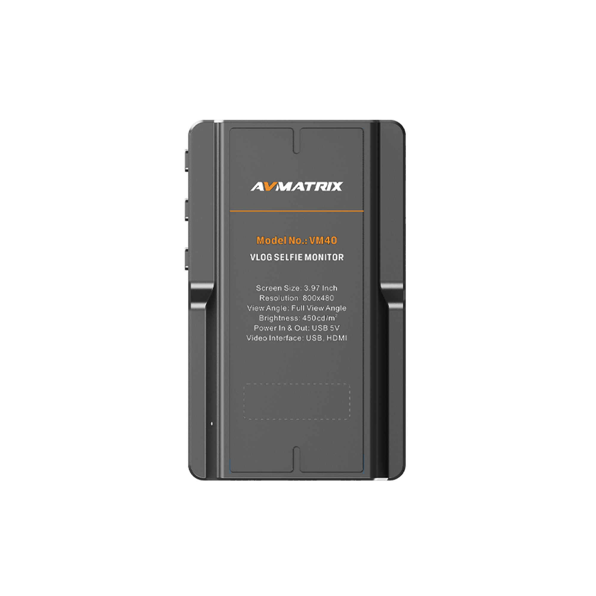  VM40 – מסך סלפי / וולוג HDMI מקצועי לטלפונים ניידים בצילום אחורי מבית AV‑MATRIX